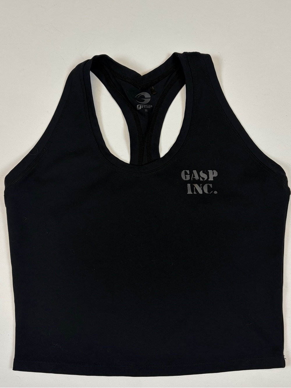 GASP INC BLACK RACERBACK CROPPED WORKOUT TANK TOP WOMENS SIZE MEDIUM